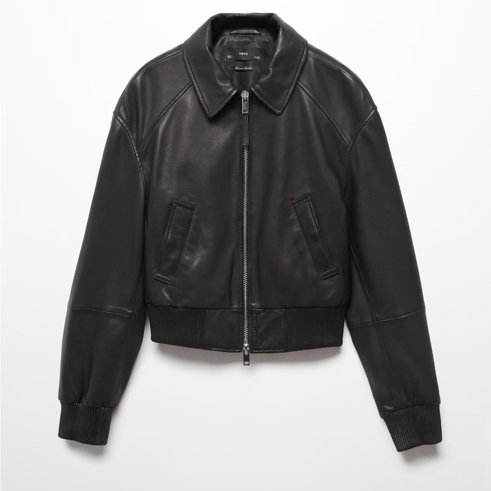 Mango Black  Real Leather Jacket